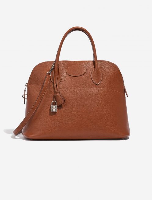 Pre-owned Hermès bag Bolide 35 Clemence Gold Brown Front | Sell your designer bag on Saclab.com