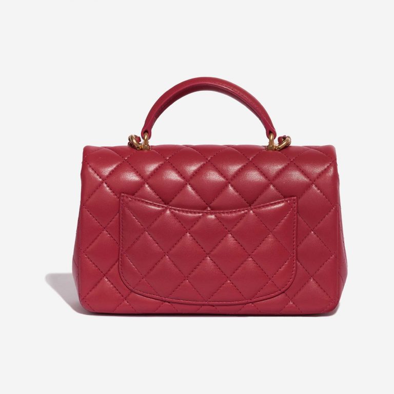 Pre-owned Chanel bag Timeless Mini Rectangular Lamb Raspberry Pink, Red, Rose Back | Sell your designer bag on Saclab.com