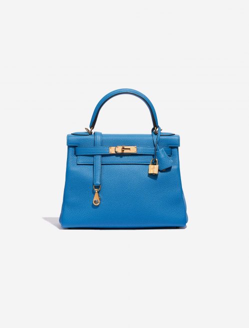 Pre-owned Hermès bag Kelly 28 Togo Blue Zanzibar Blue Front | Sell your designer bag on Saclab.com