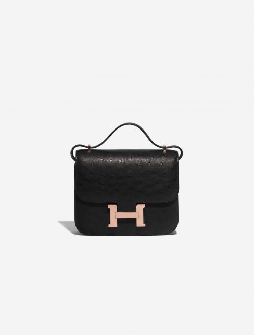 Pre-owned Hermès bag Constance 18 Ostrich Black Black Front | Sell your designer bag on Saclab.com