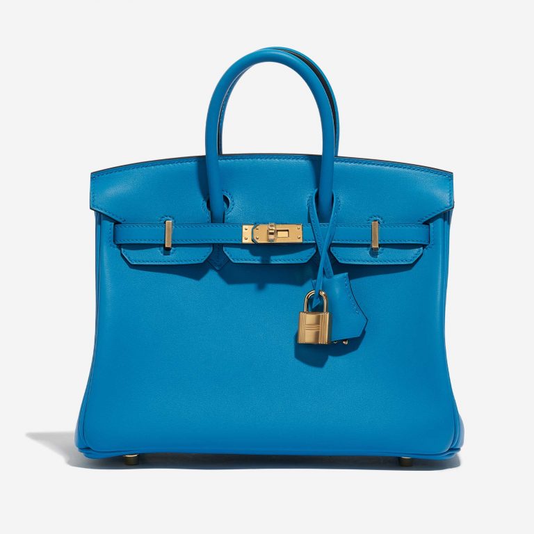 Pre-owned Hermès bag Birkin 25 Swift Blue Frida Blue Front | Sell your designer bag on Saclab.com