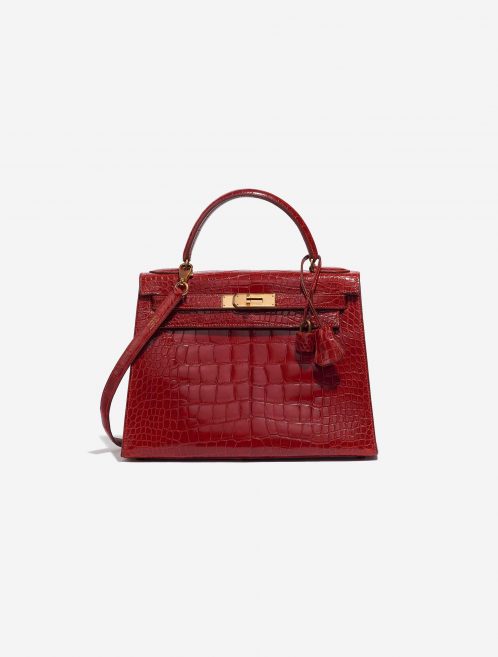 Pre-owned Hermès bag Kelly 28 Alligator Rouge Vif Red Front | Sell your designer bag on Saclab.com