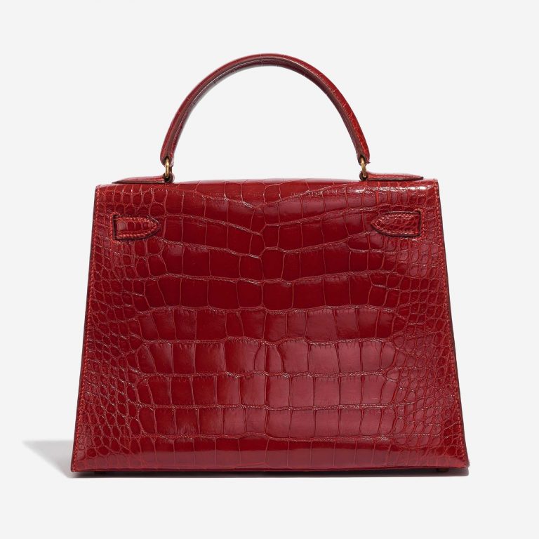 Pre-owned Hermès bag Kelly 28 Alligator Rouge Vif Red Back | Sell your designer bag on Saclab.com