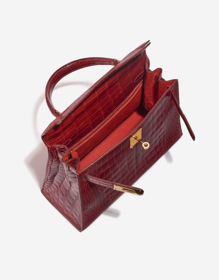 Pre-owned Hermès bag Kelly 28 Alligator Rouge Vif Red Inside | Sell your designer bag on Saclab.com