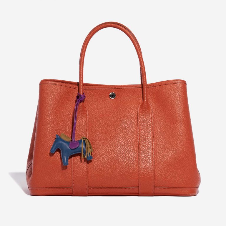 Pre-owned Hermès bag Rodeo PM Milo Lamb Bleu de Malte / Kraft / Violet Beige, Blue, Brown, Violet Front | Sell your designer bag on Saclab.com