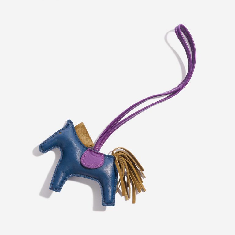 Pre-owned Hermès bag Rodeo PM Milo Lamb Bleu de Malte / Kraft / Violet Beige, Blue, Brown, Violet Front | Sell your designer bag on Saclab.com