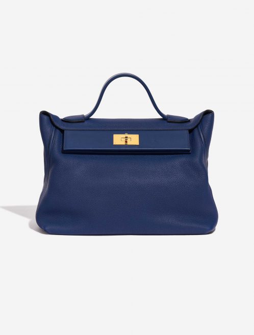 Pre-owned Hermès bag 24/24 35 Clemence / Swift Deep Blue Blue Front | Sell your designer bag on Saclab.com