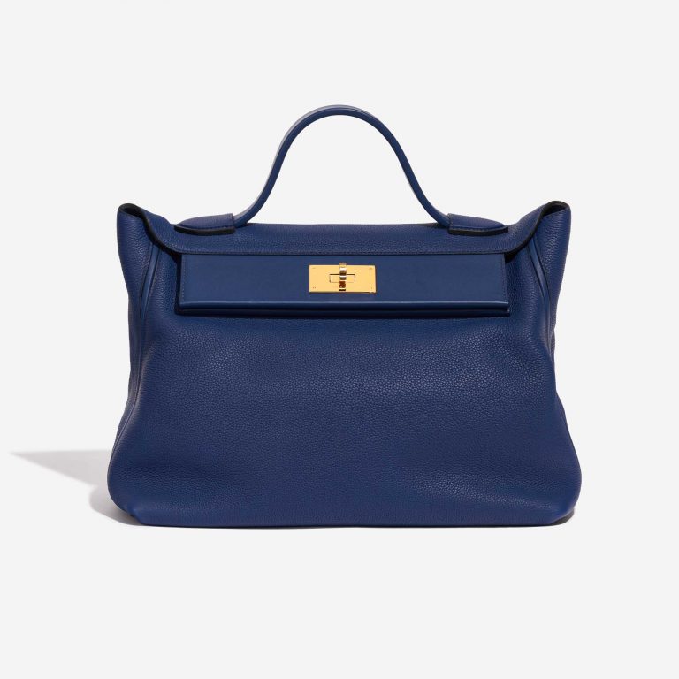 Pre-owned Hermès bag 24/24 35 Clemence / Swift Deep Blue Blue Front | Sell your designer bag on Saclab.com