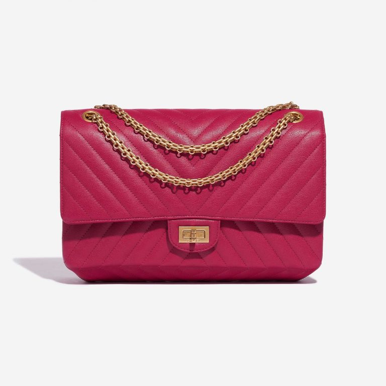 Pre-owned Chanel bag 2.55 Reissue 226 Calf Pink / Blue Pink Front | Sell your designer bag on Saclab.com