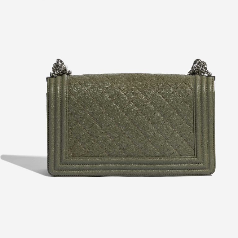 Pre-owned Chanel bag Boy Old Medium Caviar Khaki Green Back | Sell your designer bag on Saclab.com