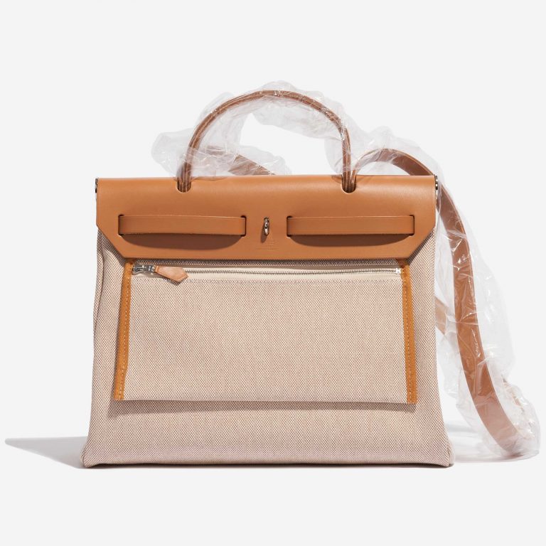 Pre-owned Hermès bag Herbag Zip 31 Toile / Vache Hunter Natural / Sable / Écru / Beige Beige, Brown Back | Sell your designer bag on Saclab.com