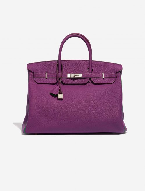 Pre-owned Hermès bag Birkin 40 HSS Togo Anemone / Bamboo Green, Violet Front | Sell your designer bag on Saclab.com