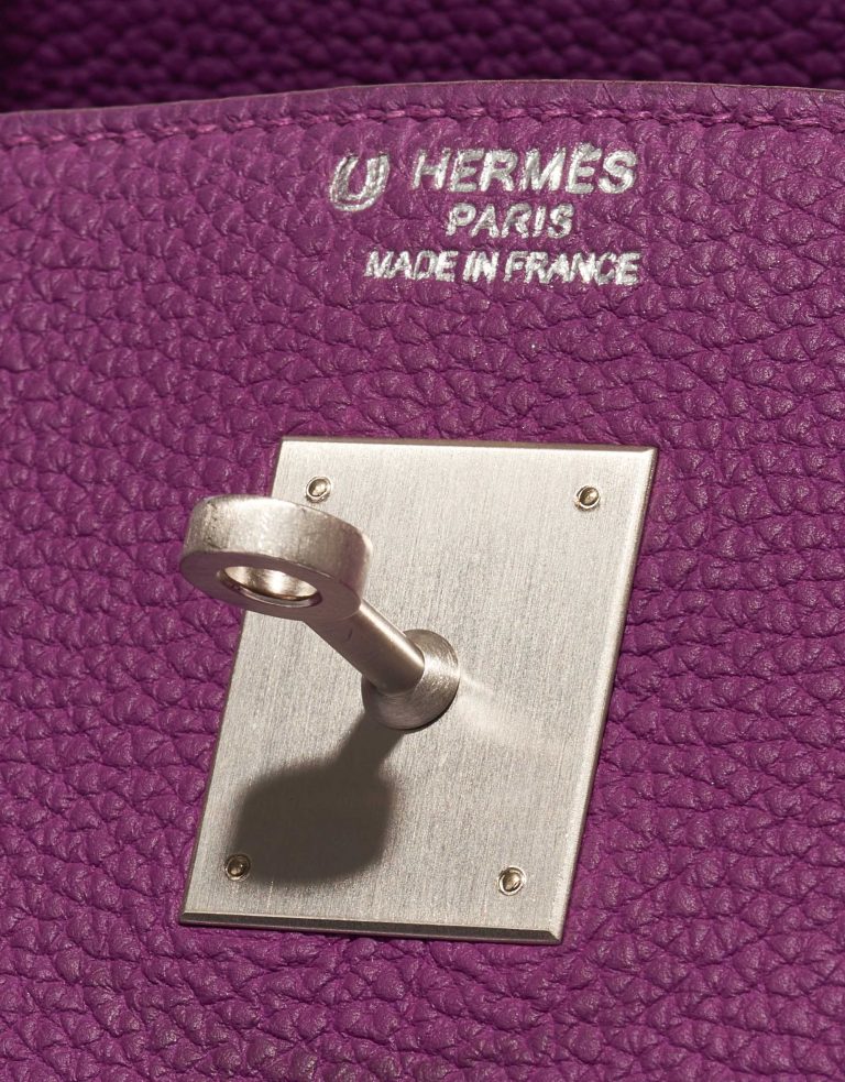 Pre-owned Hermès bag Birkin 40 HSS Togo Anemone / Bamboo Green, Violet Closing System | Sell your designer bag on Saclab.com
