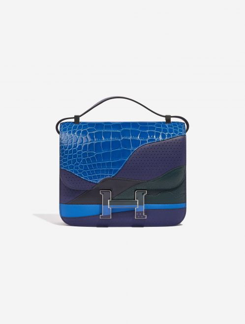 Pre-owned Hermès bag Constance 24 Endless Road Swift / Alligator / Lizard Blue Encre / Blue Zellige / Vert Cypress / Blue Nuit Blue, Multicolour Front | Sell your designer bag on Saclab.com