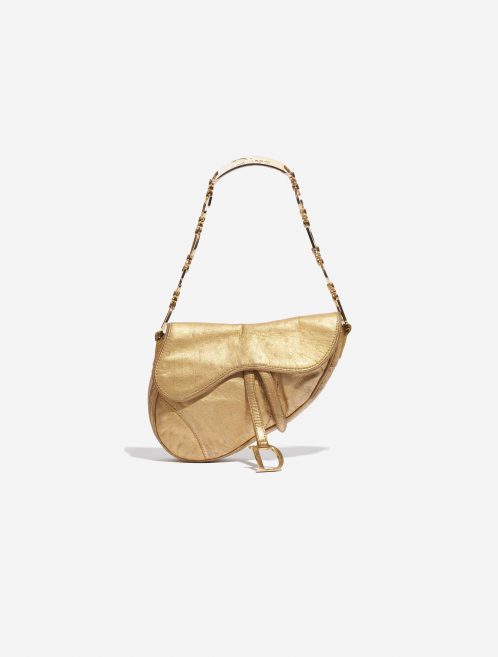 Pre-owned Dior bag Saddle Mini Ostrich Gold Gold Front | Sell your designer bag on Saclab.com
