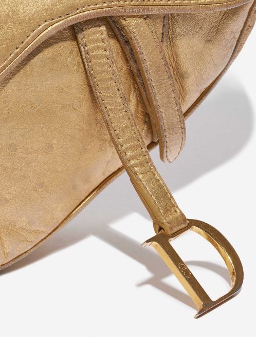 Pre-owned Dior bag Saddle Mini Ostrich Gold Gold Closing System | Sell your designer bag on Saclab.com