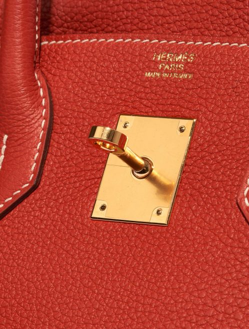 Pre-owned Hermès bag Birkin 30 Togo Rouge Sanguine Red Logo | Sell your designer bag on Saclab.com