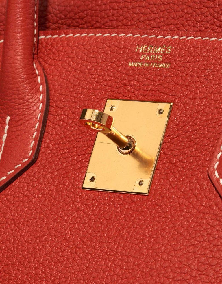 Pre-owned Hermès bag Birkin 30 Togo Rouge Sanguine Red Logo | Sell your designer bag on Saclab.com