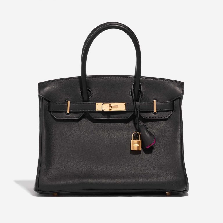 Pre-owned Hermès bag Birkin 30 HSS Swift Black / Magnolia Black, Pink, Violet Front | Sell your designer bag on Saclab.com