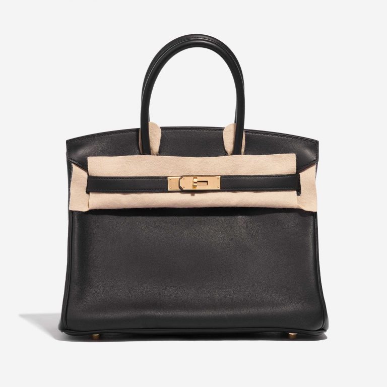 Pre-owned Hermès bag Birkin 30 HSS Swift Black / Magnolia Black, Pink, Violet Front Velt | Sell your designer bag on Saclab.com