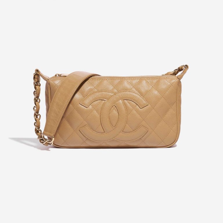 Pre-owned Chanel bag Vintage Crossbody Caviar Beige Beige Front | Sell your designer bag on Saclab.com