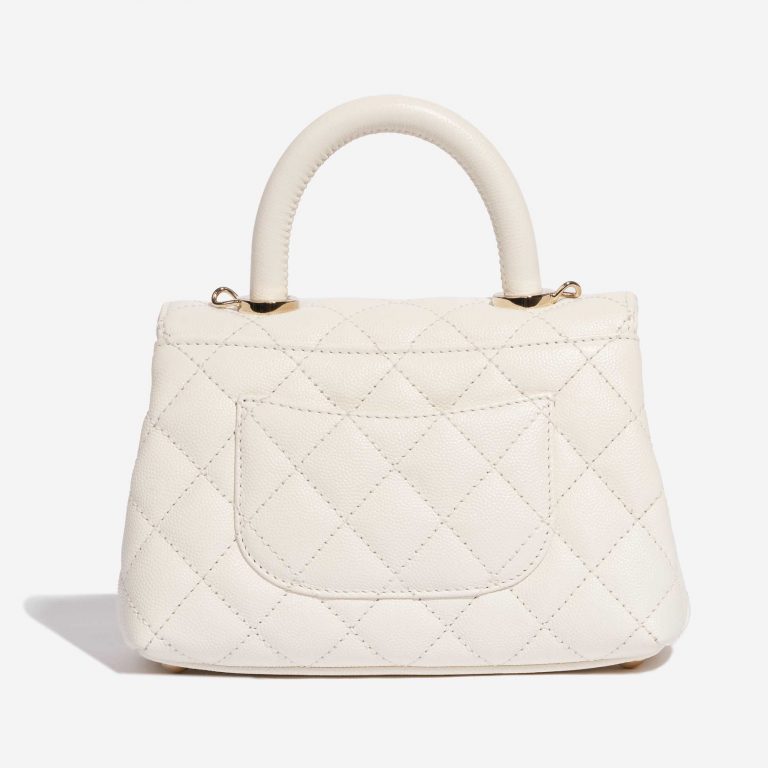 Pre-owned Chanel bag Timeless Handle Extra Mini Caviar White White Back | Sell your designer bag on Saclab.com