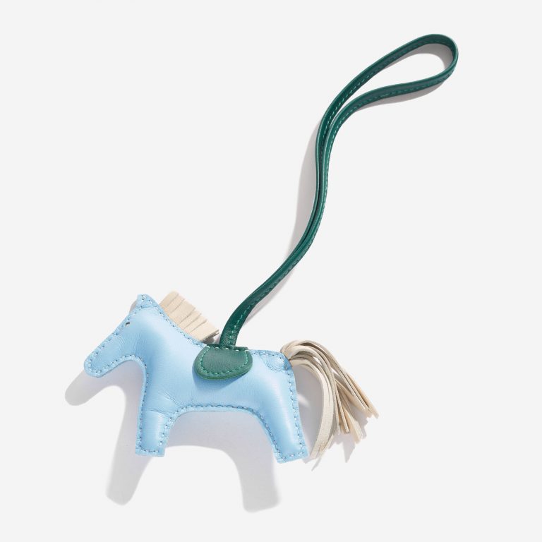 Pre-owned Hermès bag Rodeo PM Milo Lamb Bleu Céleste / Beton / Malachite Beige, Blue, Green Front | Sell your designer bag on Saclab.com