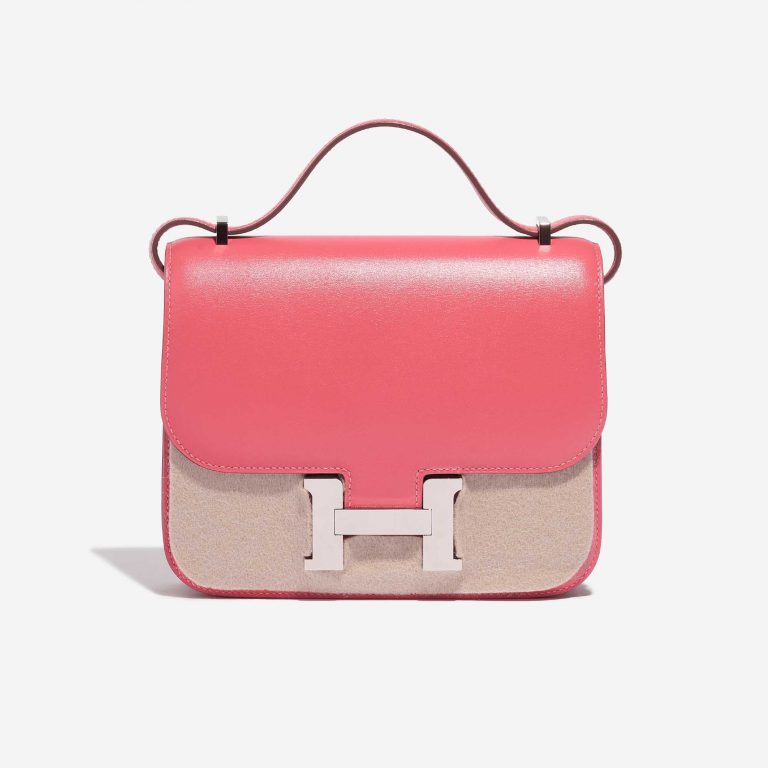 Pre-owned Hermès bag Constance 18 Tadelakt Rose Lipstick Pink Front Velt | Sell your designer bag on Saclab.com