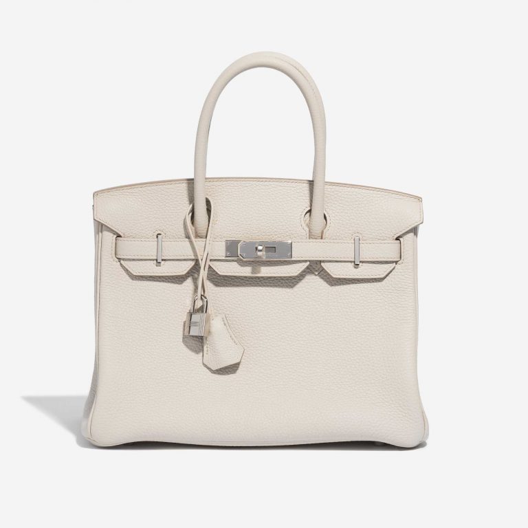 Pre-owned Hermès bag Birkin 30 Clemence Beton White Front | Sell your designer bag on Saclab.com