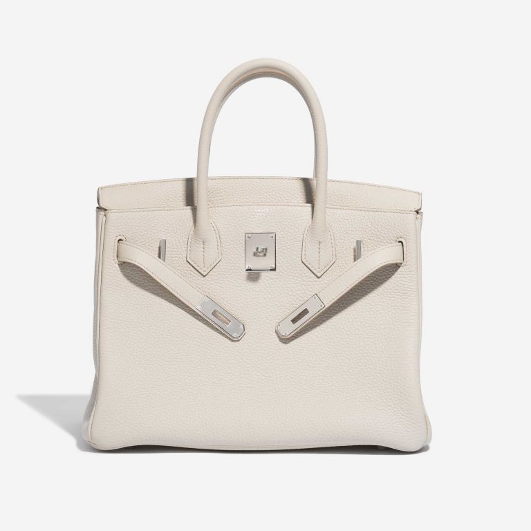 Pre-owned Hermès bag Birkin 30 Clemence Beton White Front Open | Sell your designer bag on Saclab.com