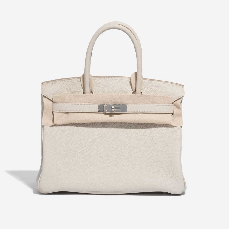 Pre-owned Hermès bag Birkin 30 Clemence Beton White Front Velt | Sell your designer bag on Saclab.com