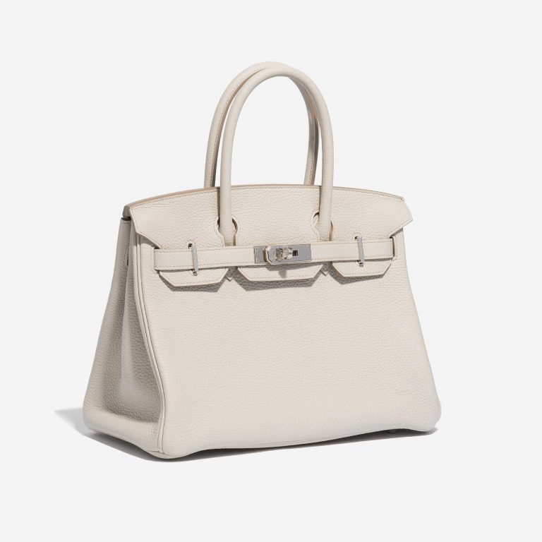 Pre-owned Hermès bag Birkin 30 Clemence Beton White Side Front | Sell your designer bag on Saclab.com