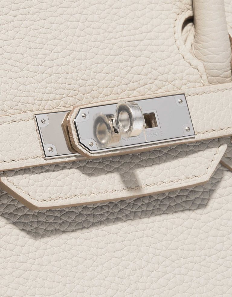 Pre-owned Hermès bag Birkin 30 Clemence Beton White Closing System | Sell your designer bag on Saclab.com