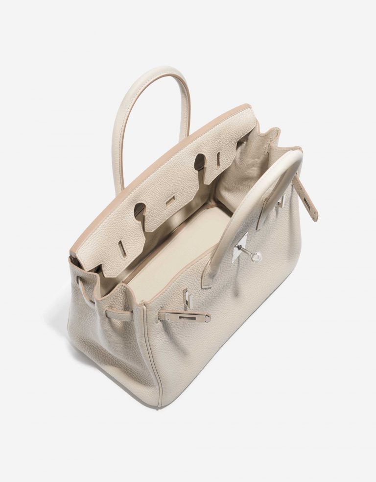 Pre-owned Hermès bag Birkin 30 Clemence Beton White Inside | Sell your designer bag on Saclab.com