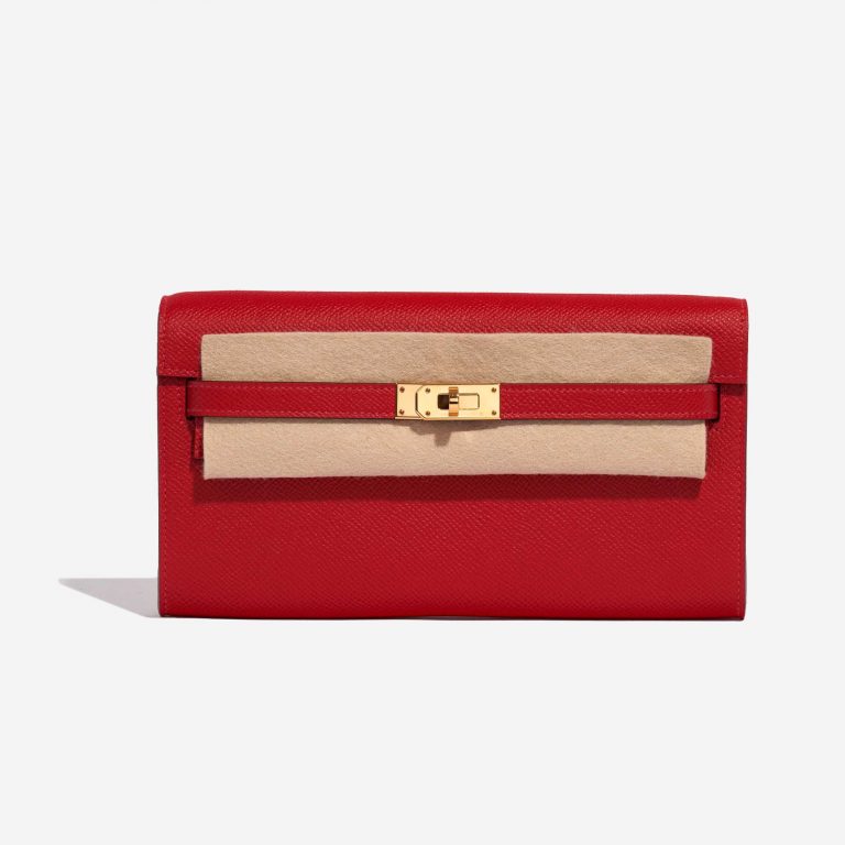 Pre-owned Hermès bag Kelly to-go Epsom Rouge Casaque Red Front Velt | Sell your designer bag on Saclab.com