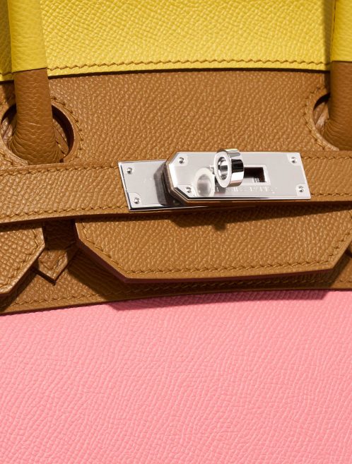 Pre-owned Hermès bag Birkin 35 Sunrise Rainbow Epsom Lime / Rose Confetti / Sesame / Terre Battue Brown, Multicolour, Pink, Red, Rose, Yellow Logo | Sell your designer bag on Saclab.com