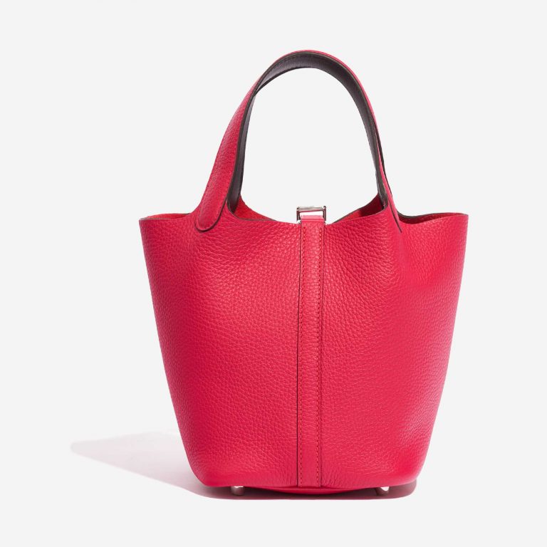 Pre-owned Hermès bag Picotin 18 Taurillon Clemence / Swift  Framboise / Rouge Sellier Pink, Red Back | Sell your designer bag on Saclab.com