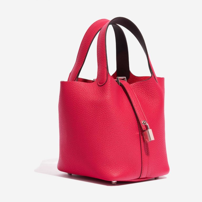 Pre-owned Hermès bag Picotin 18 Taurillon Clemence / Swift  Framboise / Rouge Sellier Pink, Red Side Front | Sell your designer bag on Saclab.com
