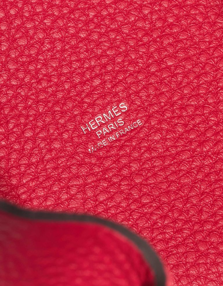Pre-owned Hermès bag Picotin 18 Taurillon Clemence / Swift  Framboise / Rouge Sellier Pink, Red Logo | Sell your designer bag on Saclab.com