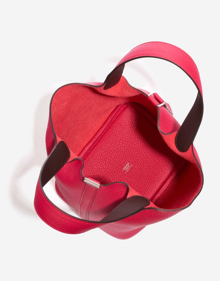 Pre-owned Hermès bag Picotin 18 Taurillon Clemence / Swift  Framboise / Rouge Sellier Pink, Red Inside | Sell your designer bag on Saclab.com