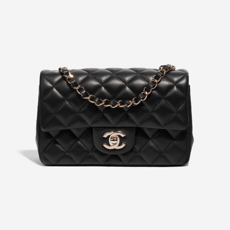 Pre-owned Chanel bag Timeless Mini Rectangular Lamb Black Black Front | Sell your designer bag on Saclab.com
