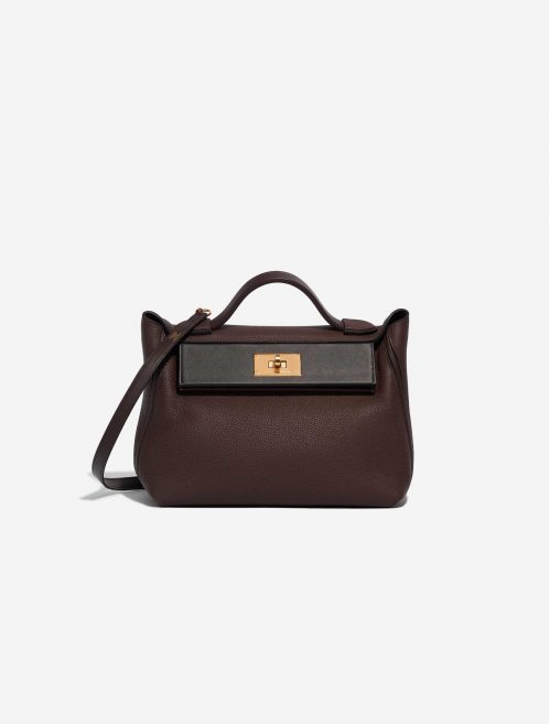 Pre-owned Hermès bag 24/24 29 Togo / Swift Rouge Sellier / Black / Havane Black, Brown Front | Sell your designer bag on Saclab.com