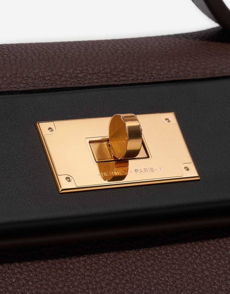 Pre-owned Hermès bag 24/24 29 Togo / Swift Rouge Sellier / Black / Havane Black, Brown Closing System | Sell your designer bag on Saclab.com