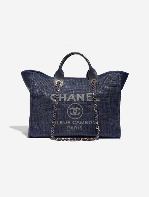 Pre-owned Chanel bag Deauville Medium Fabric Blue Blue Front | Sell your designer bag on Saclab.com