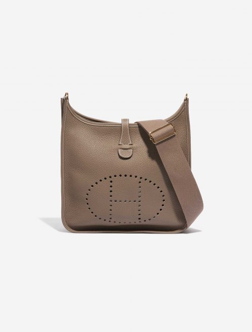 Pre-owned Hermès bag Evelyne 29 Clemence Etoupe Brown Front | Sell your designer bag on Saclab.com