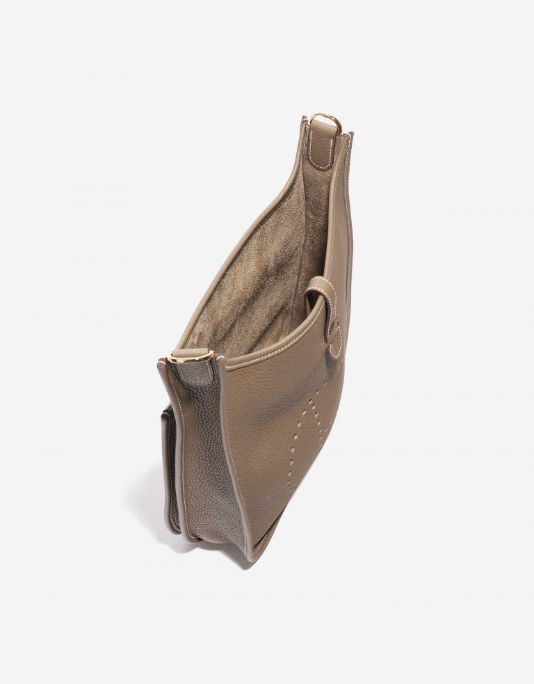 Pre-owned Hermès bag Evelyne 29 Clemence Etoupe Brown Inside | Sell your designer bag on Saclab.com