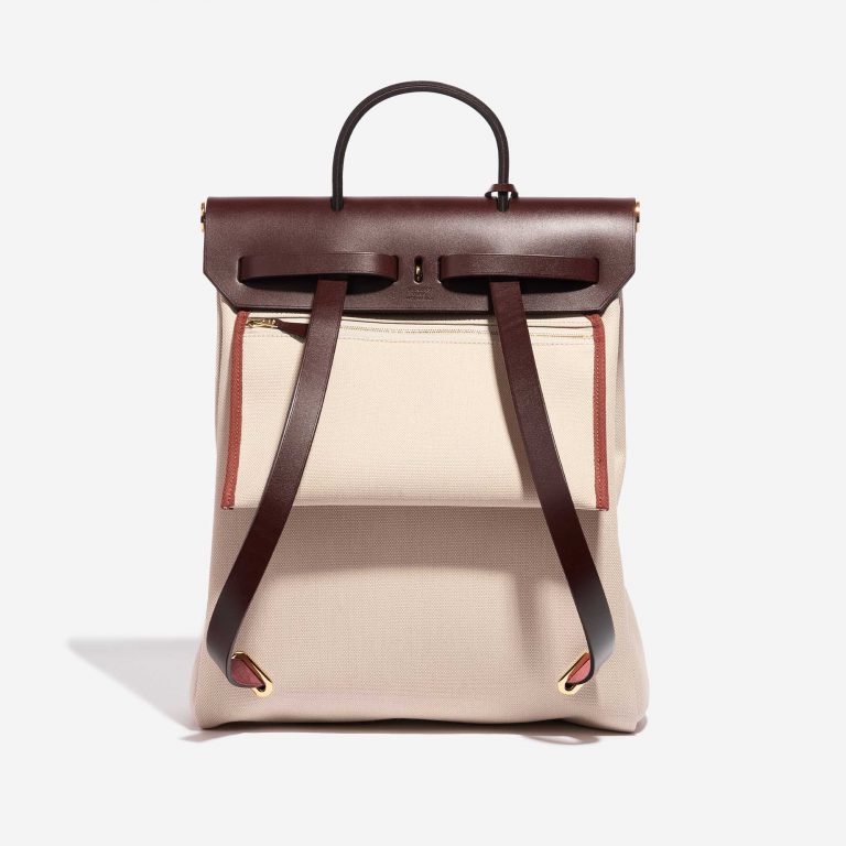 Pre-owned Hermès bag Herbag Backpack Toile Beton / Rouge Sellier Grey Back | Sell your designer bag on Saclab.com