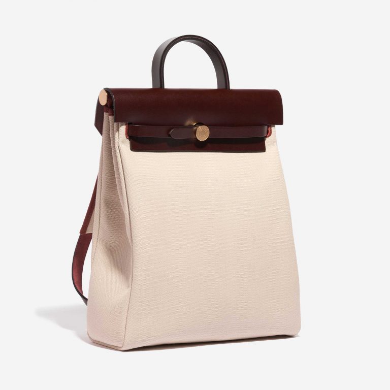 Pre-owned Hermès bag Herbag Backpack Toile Beton / Rouge Sellier Grey Side Front | Sell your designer bag on Saclab.com