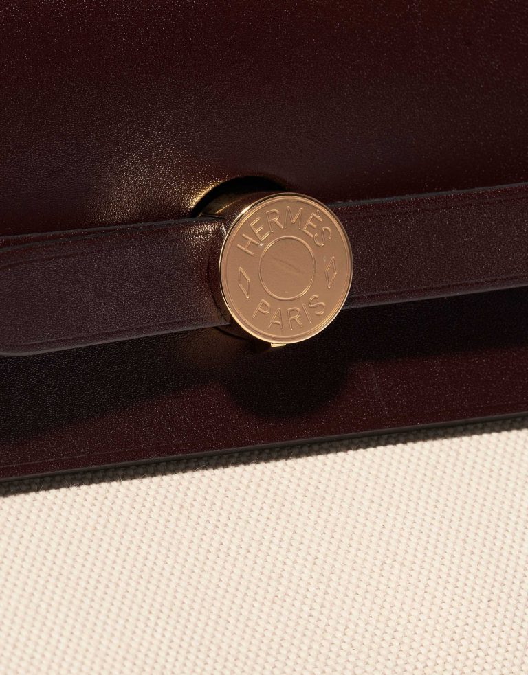 Pre-owned Hermès bag Herbag Backpack Toile Beton / Rouge Sellier Grey Closing System | Sell your designer bag on Saclab.com
