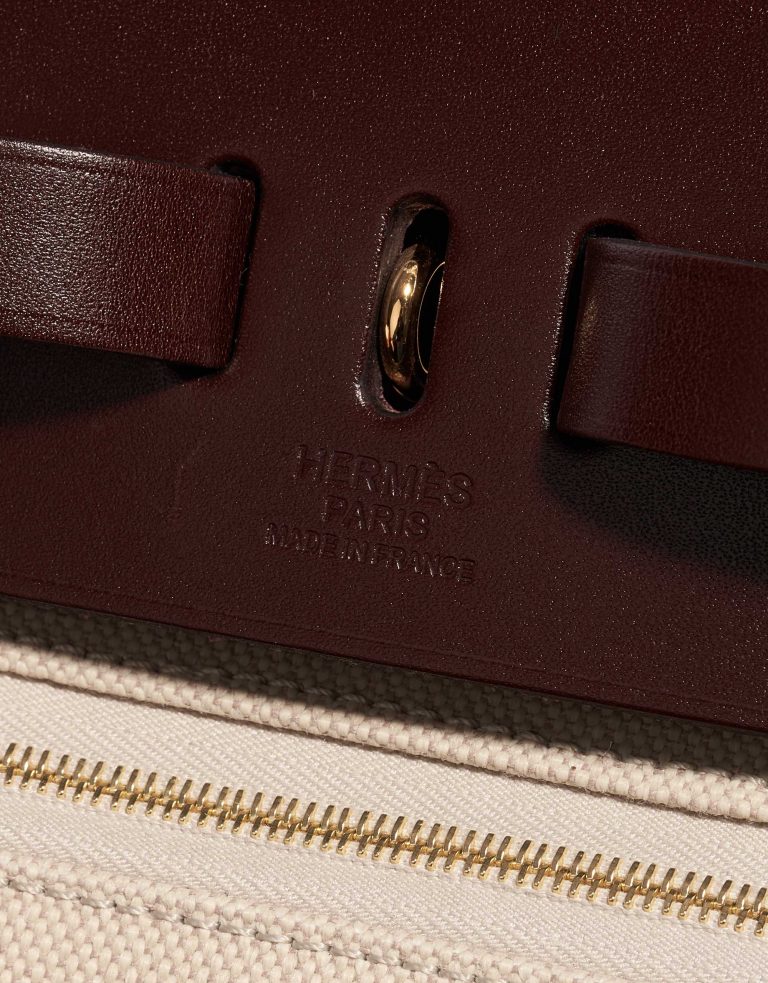 Pre-owned Hermès bag Herbag Backpack Toile Beton / Rouge Sellier Grey Logo | Sell your designer bag on Saclab.com